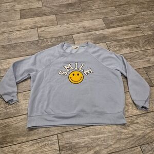 No Comment Smile Chenille Patch Sweatshirt Blue XL